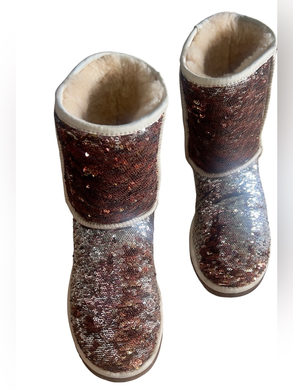 UGG Sequin Winter Boots in Brown and Silver